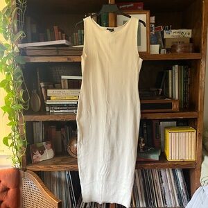 Off white ribbed, midi length, bodycon dress, size 10